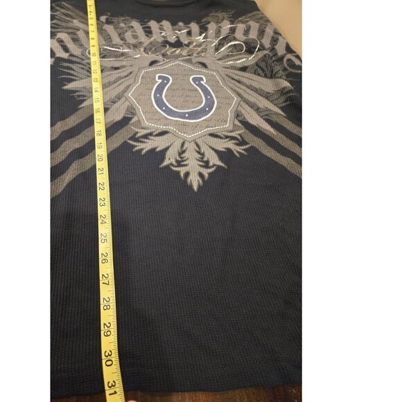 NFL Pro Line Colts Waffle Knit Black Metallic Silver T-Shirt Long Sleeve Men 2XL - Picture 7 of 7